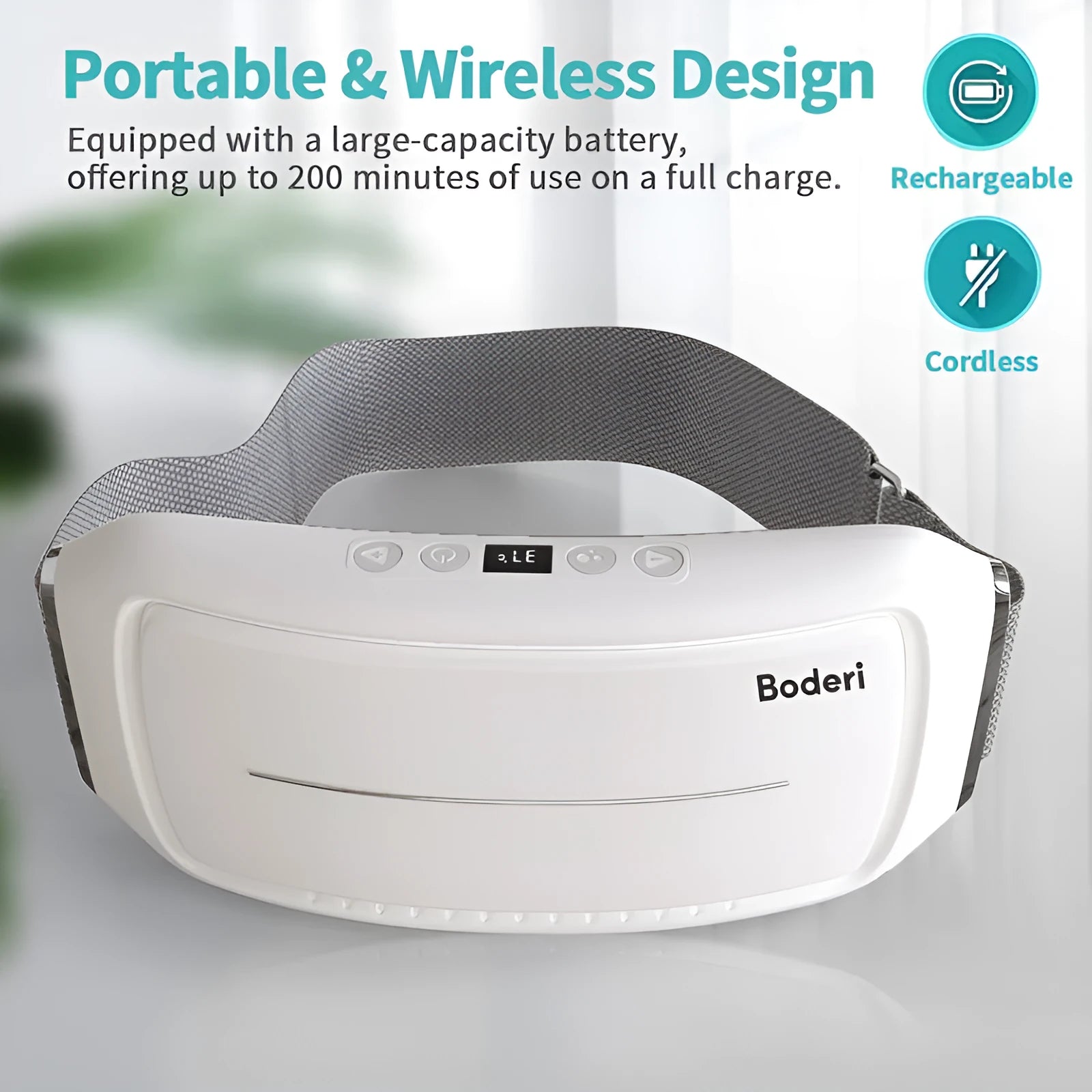 White Tummy Machine electronic ab trainer with adjustable vibrating waist belt on a grey background.