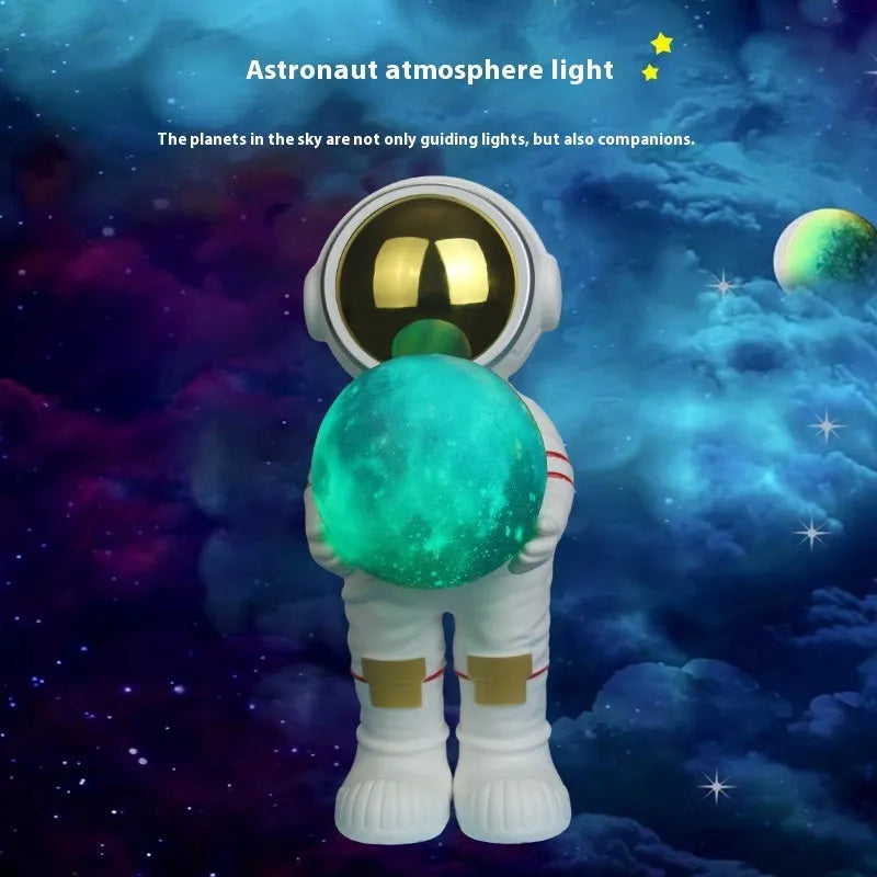 Spaceman starry sky projection lamp with speaker showing starry sky projection effect