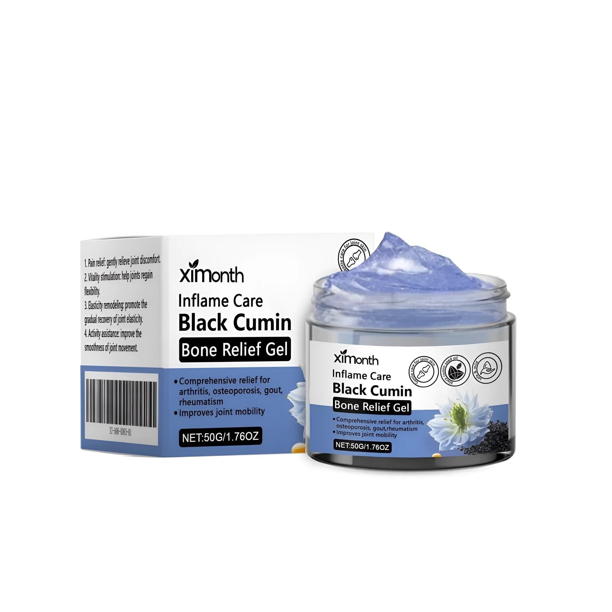 50g tube of Joint Bone Relief Gel with mint leaves and cumin seed oil formulation