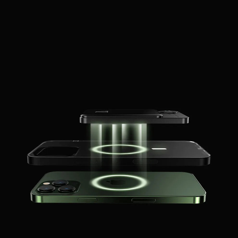 MagSafe magnetic wireless power bank attached to iPhone 14 Pro showing Cangling green colour option