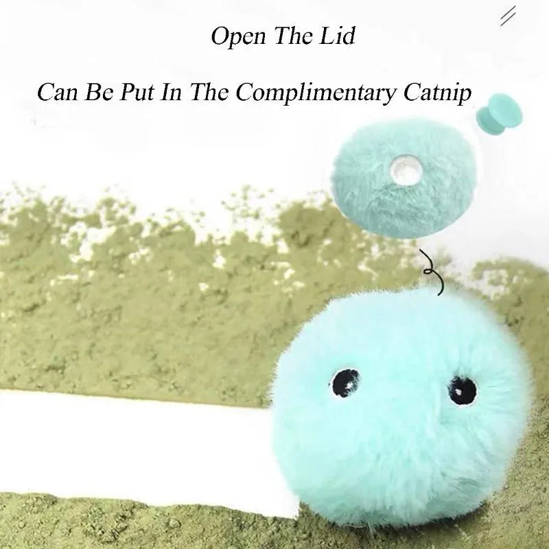 Blue, pink and yellow interactive cat toy balls that make animal sounds