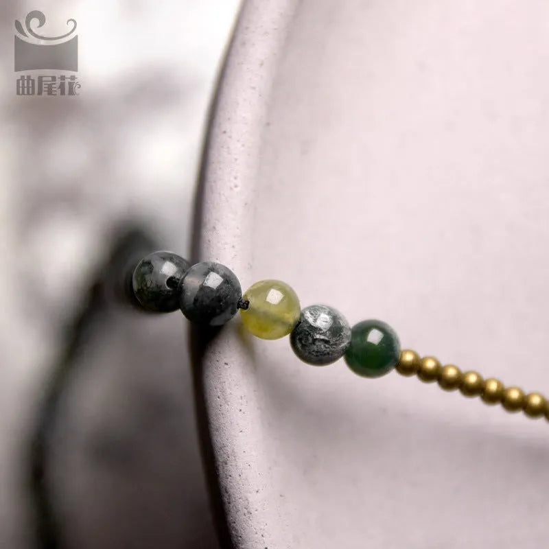 Multi-layered ethnic retro bracelet for children in natural crystal with manual processing