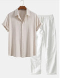 Men's slim fit suit shirt and trousers set with printed floral pattern in casual cardigan style