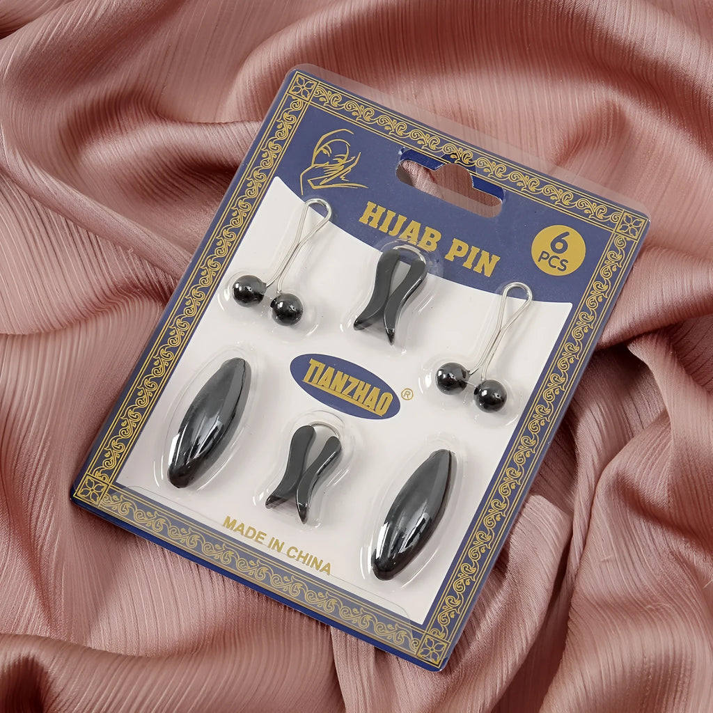 Plastic safety pin set with pearl scarf clip in oval meander pattern, 3.5×1.7cm, resin drip finish, available in 5 colours