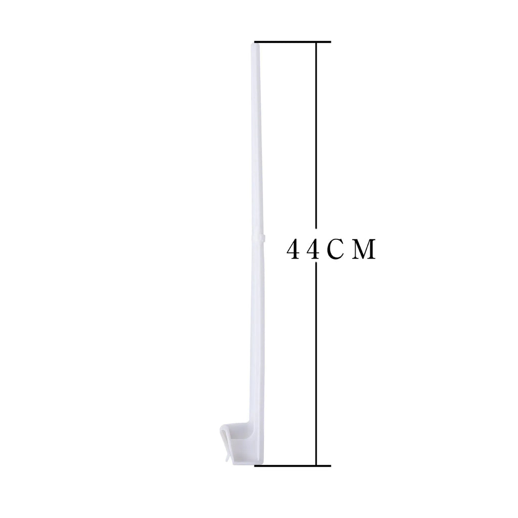Ten white PP plastic car window flagpole holder clips laid out.