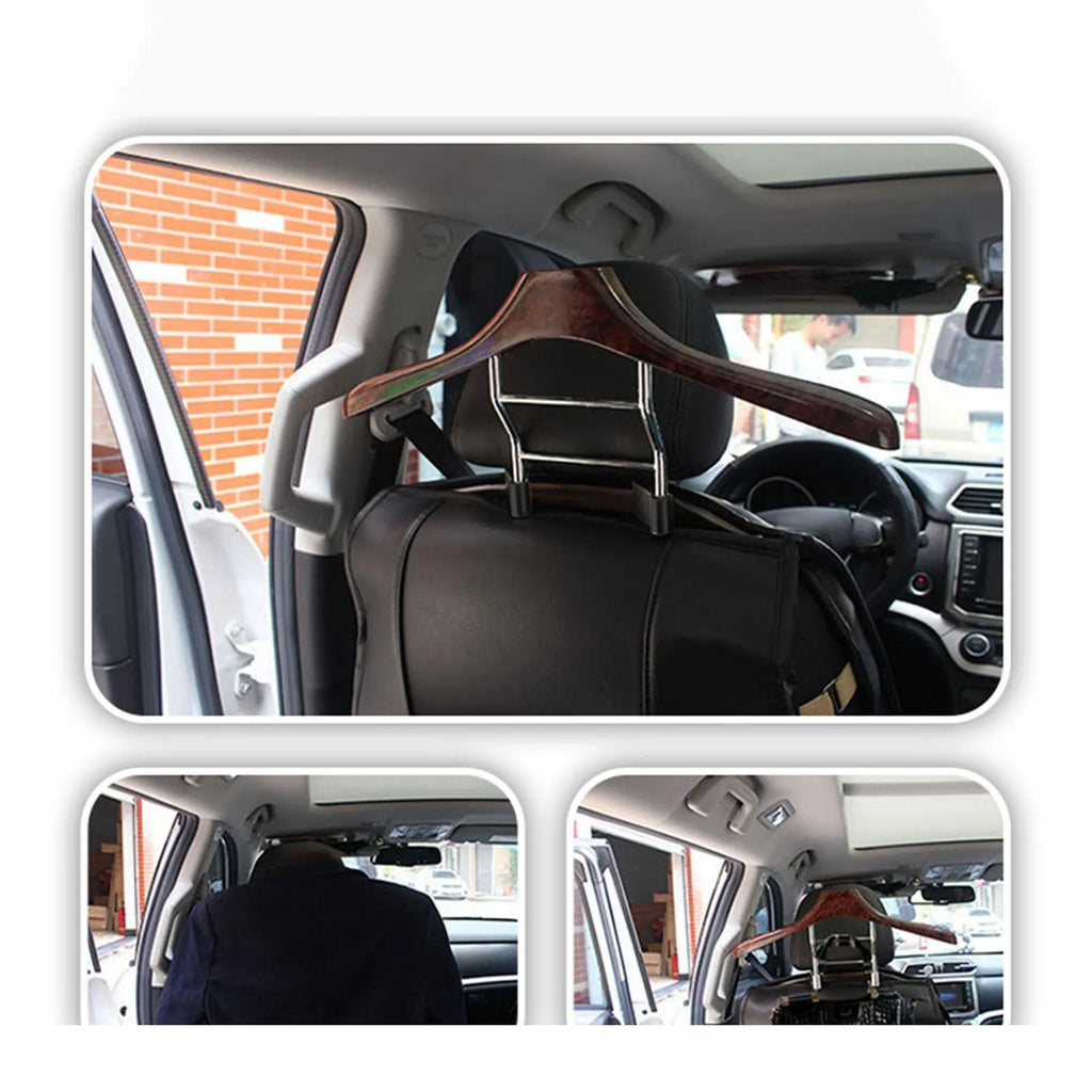 Wood yellow stainless steel car mounted clothes hanger for suits shirts coats