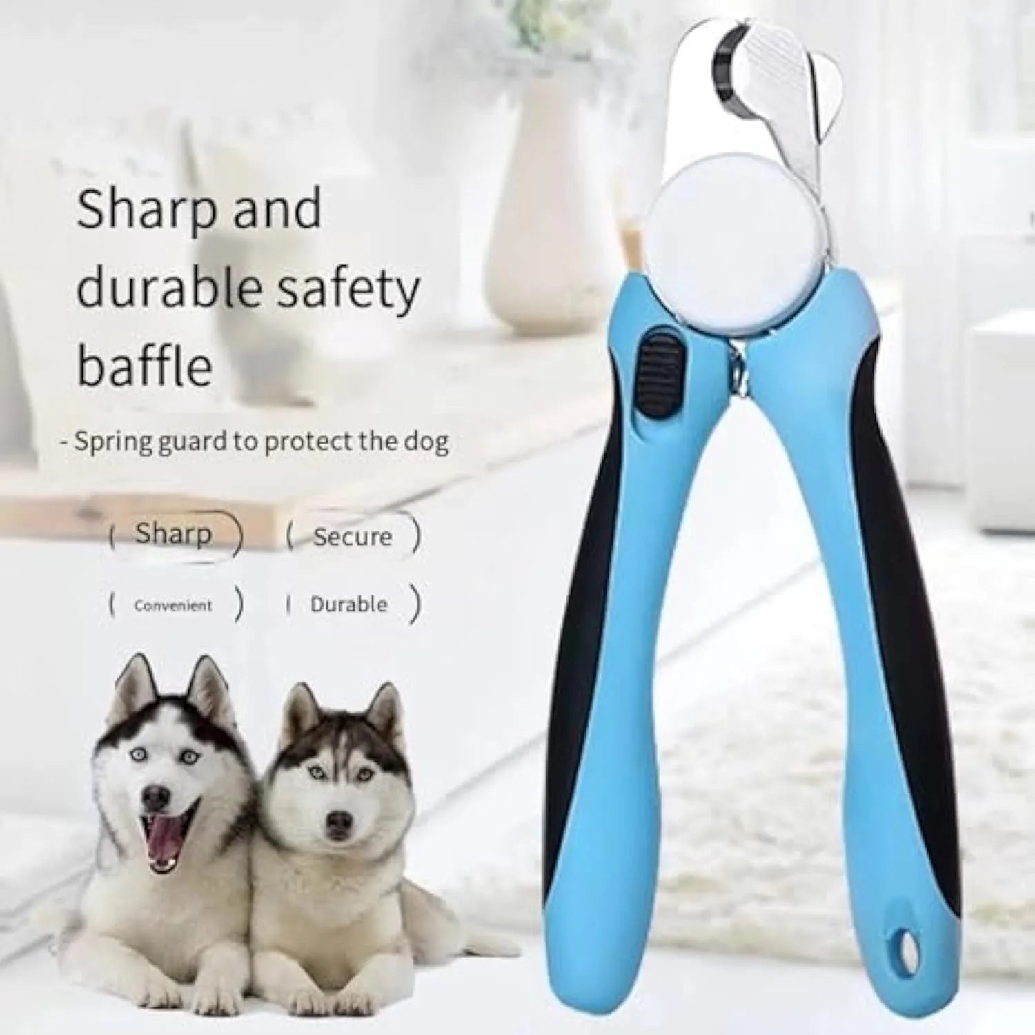Blue heavy duty stainless steel dog nail clippers with safety guard for large breeds and thick nails
