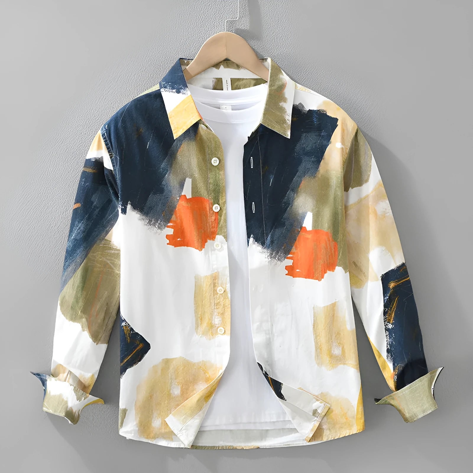 Printed colour cotton cardigan top with long sleeves and loose fit in Asian sizing