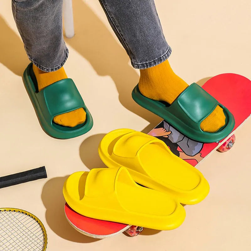 A pair of soft EVA flip-flop slippers with a thick, non-slip sole, shown in one of seven available colours.