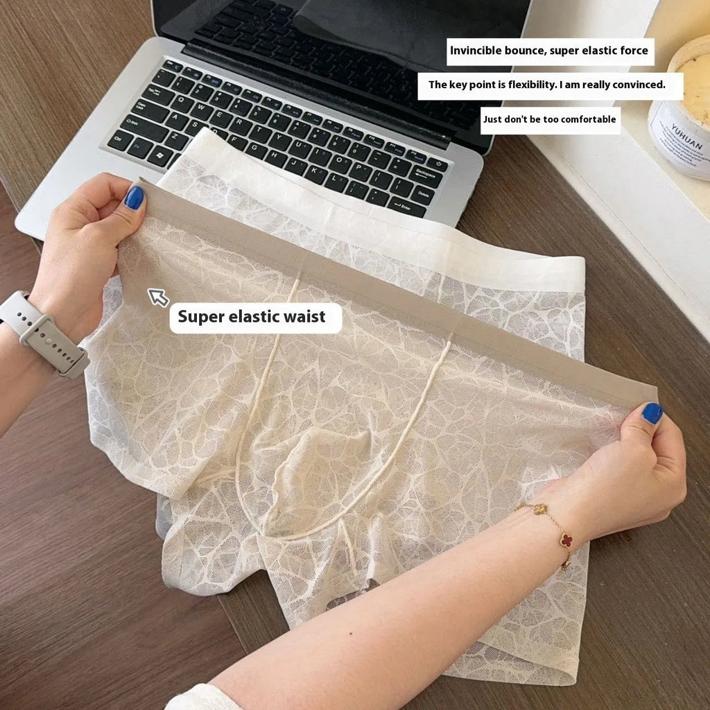 Men's leopard jacquard underwear in middle waist design with nylon fabric