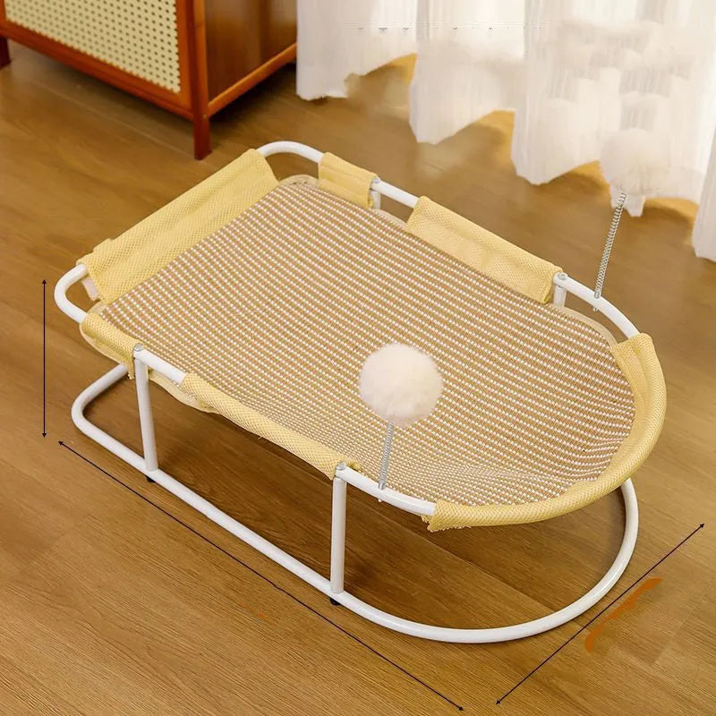 Large grey fabric cat kennel with breathable sides on a bracket frame.