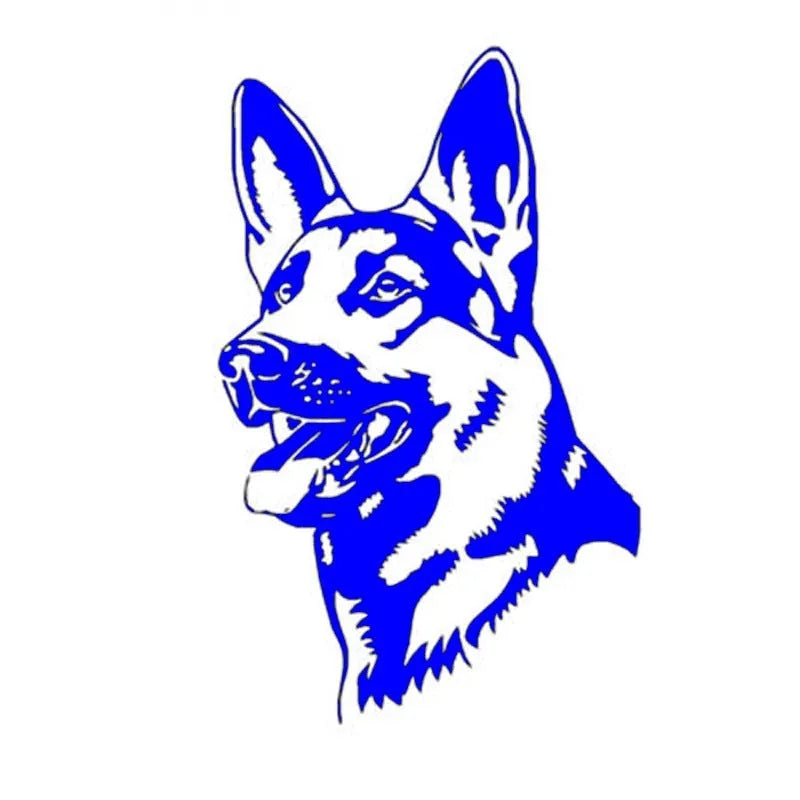 Reflective Alsace Shepherd dog silhouette bumper sticker in multiple colour options