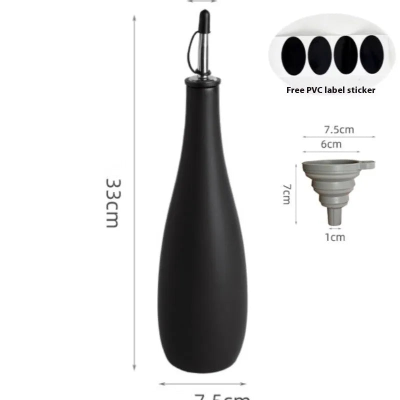 Ceramic kitchen oil pot with funnel and brush in black, coffee or white colour