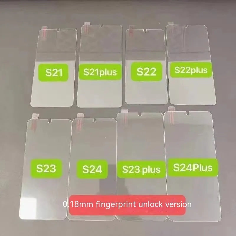 HD tempered glass screen protector for Samsung mobile phones on a display