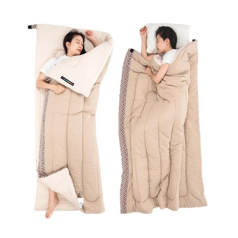 Four seasons camping sleeping bag for adults in swamp colour with storage bag