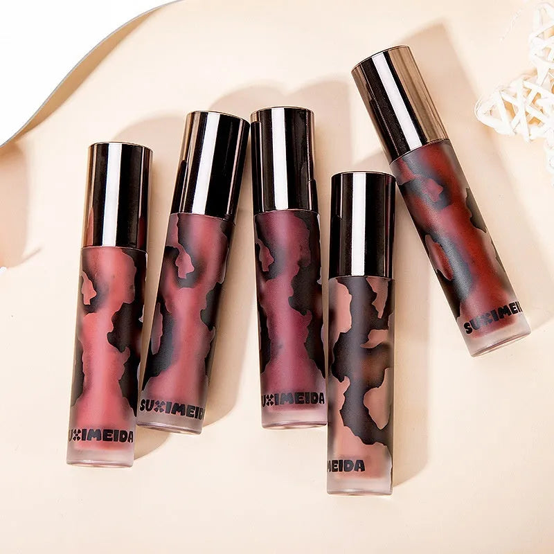 Lava Secret Matte Lip Mud Lipstick in five colours including orange brown coffee and jujube red