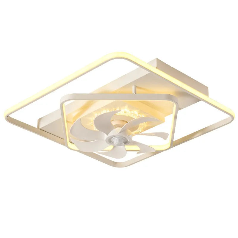 1100mm wide ceiling fan lamp with light showing plastic blades and acrylic shade