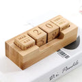 Solid wood perpetual desk calendar in simple modern style showing two size options