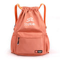Solid colour drawstring backpack in Oxford cloth with double straps and a water pillow belt.