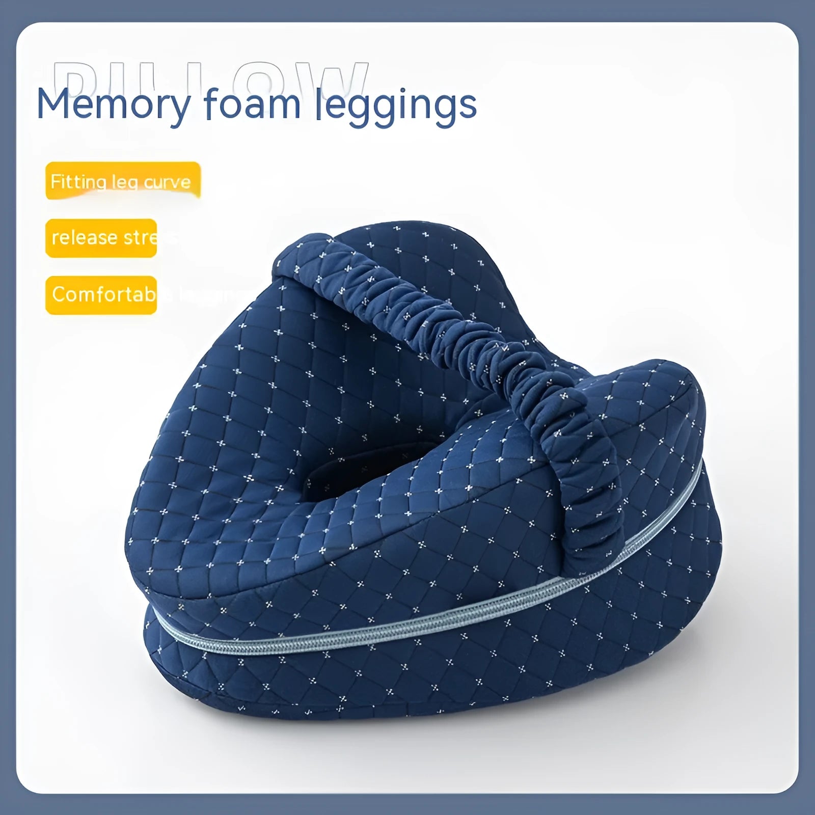 Love heart-shaped dark blue memory foam leg pillow for adult knee support