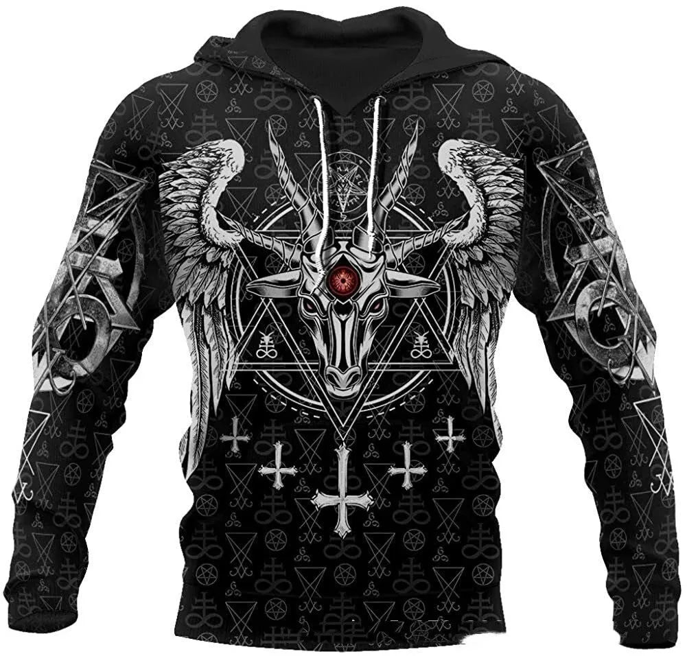 Printed street fashion hoodie for men in loose fit polyester fibre pullover style