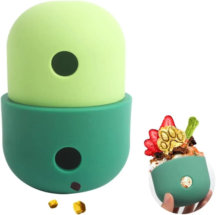 Dog treat dispensing puzzle ball in food-grade silicone with detachable design for small to medium dogs