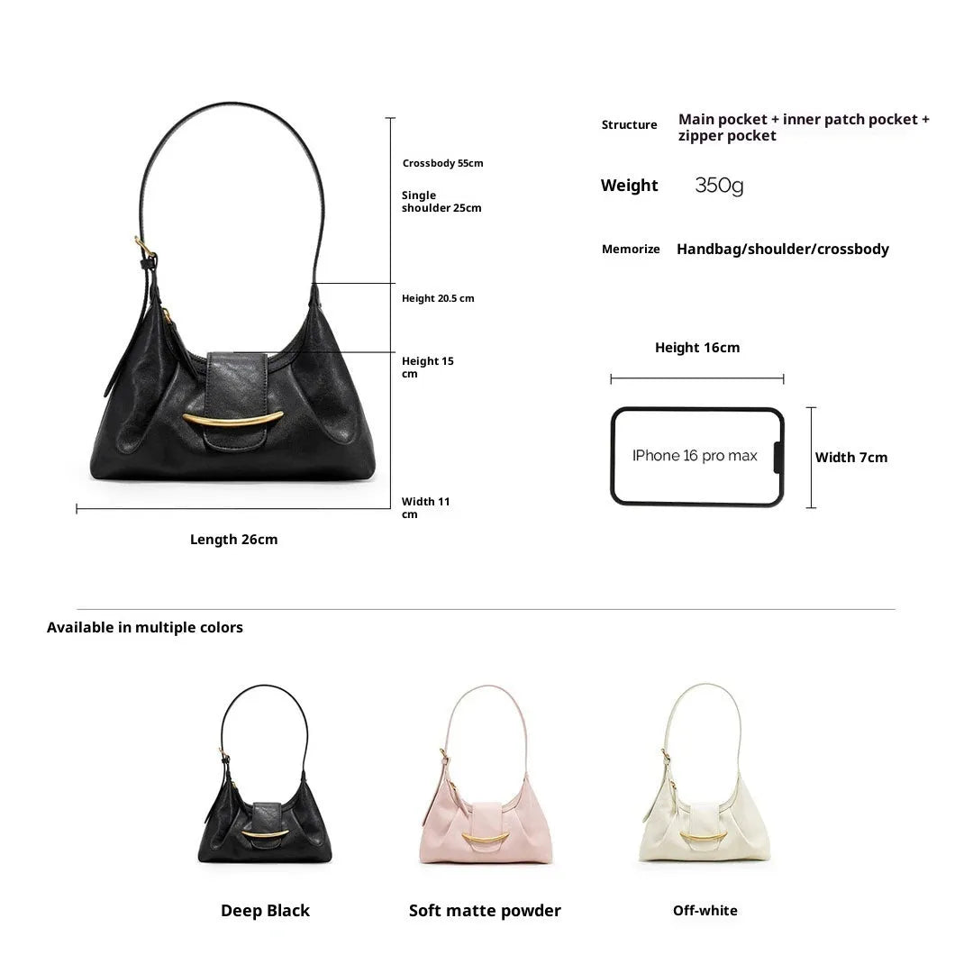 Genuine leather crossbody tote bag for women in beige, 26x11x20.5cm, with sandwich pocket and sewing line details