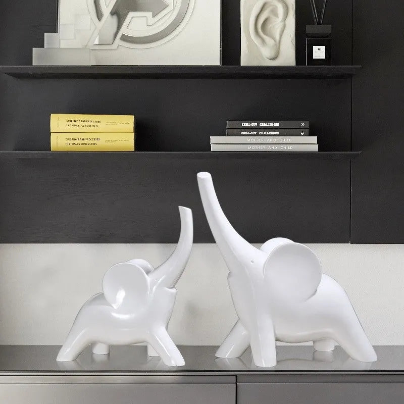 Resin elephant ornament figurine in modern simplicity style available in rose gold or white colour options
