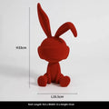 Suede blindfold rabbit resin table ornament in blue, green, or red colours