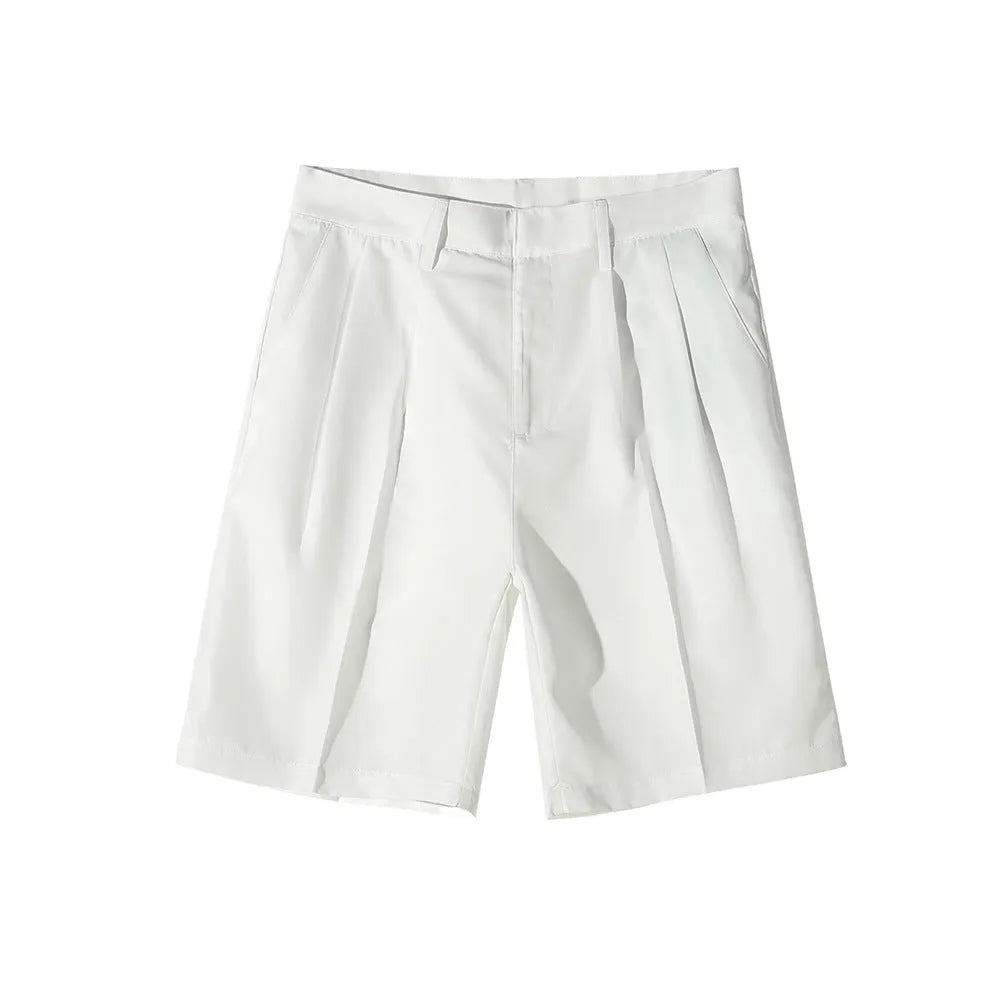 Men's loose straight casual shorts in solid colours with polyester construction
