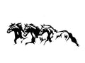 Three horses steed design car body sticker in black, white, red, and blue colour options.