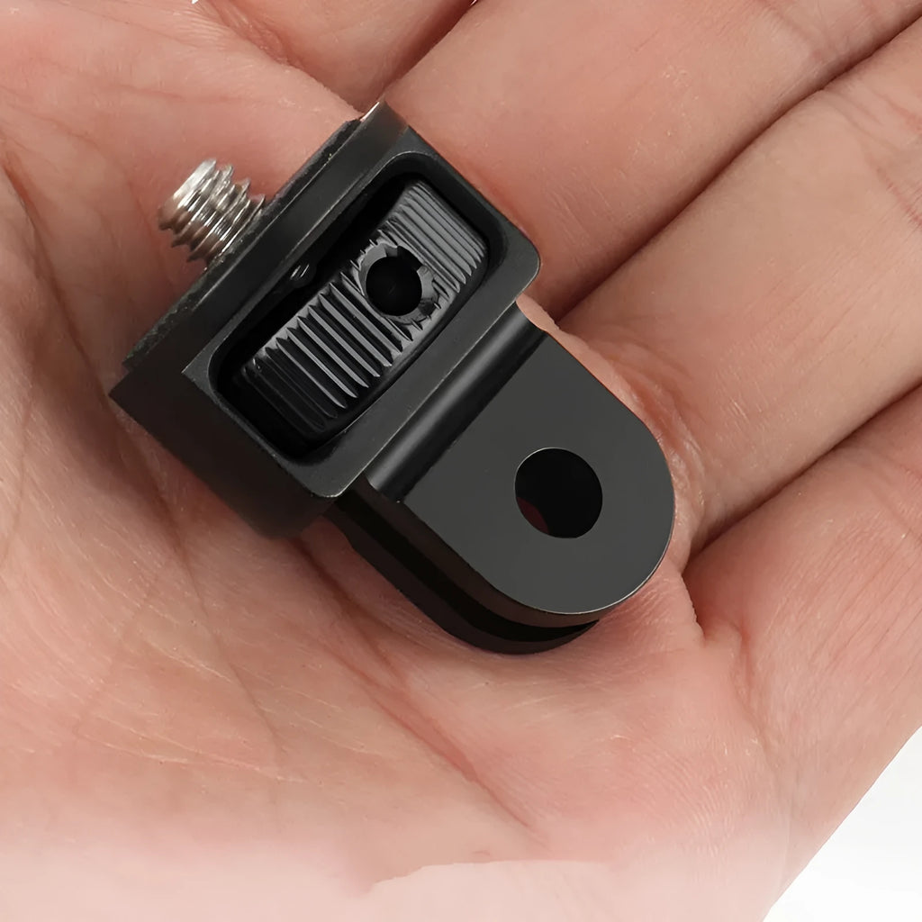 Aluminium alloy sports camera adapter screw with 1/4-inch thread in black, red, and titanium colour options