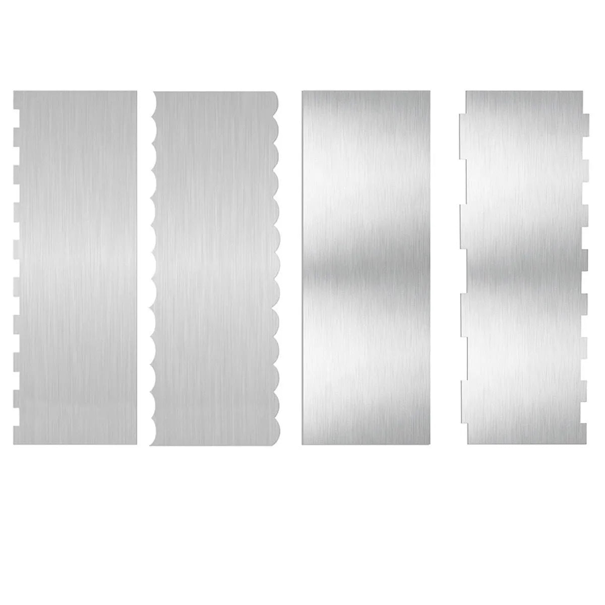 Stainless steel cream scraper with polygonal cake patterns for textured baking finishes