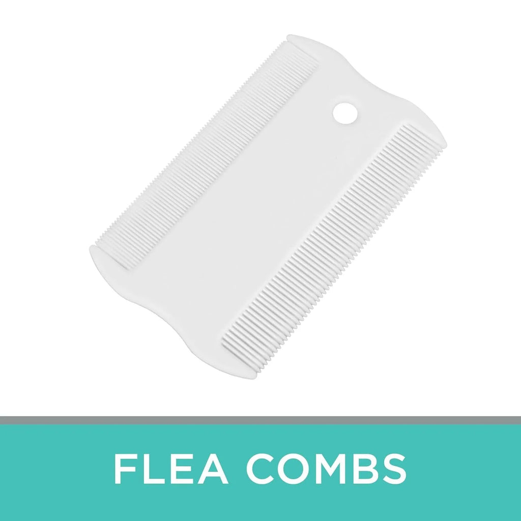 Double-sided plastic flea comb for dogs and cats measuring 5 cm long