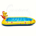 Blue dinosaur inflatable water spray pool measuring 170x105x65cm for outdoor children's play