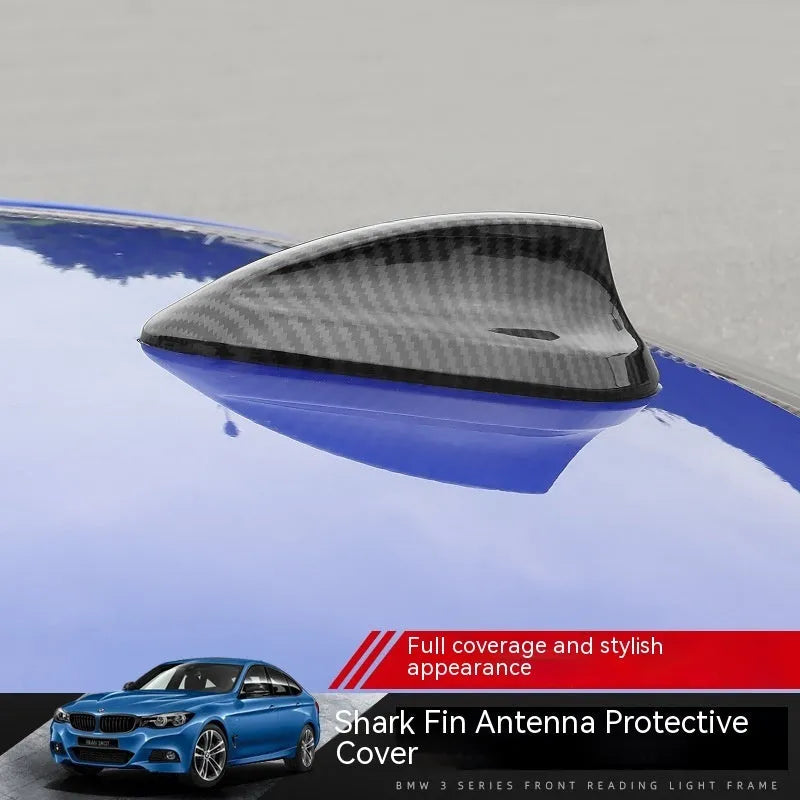 BMW shark fin antenna cover in carbon pattern or piano black finishes