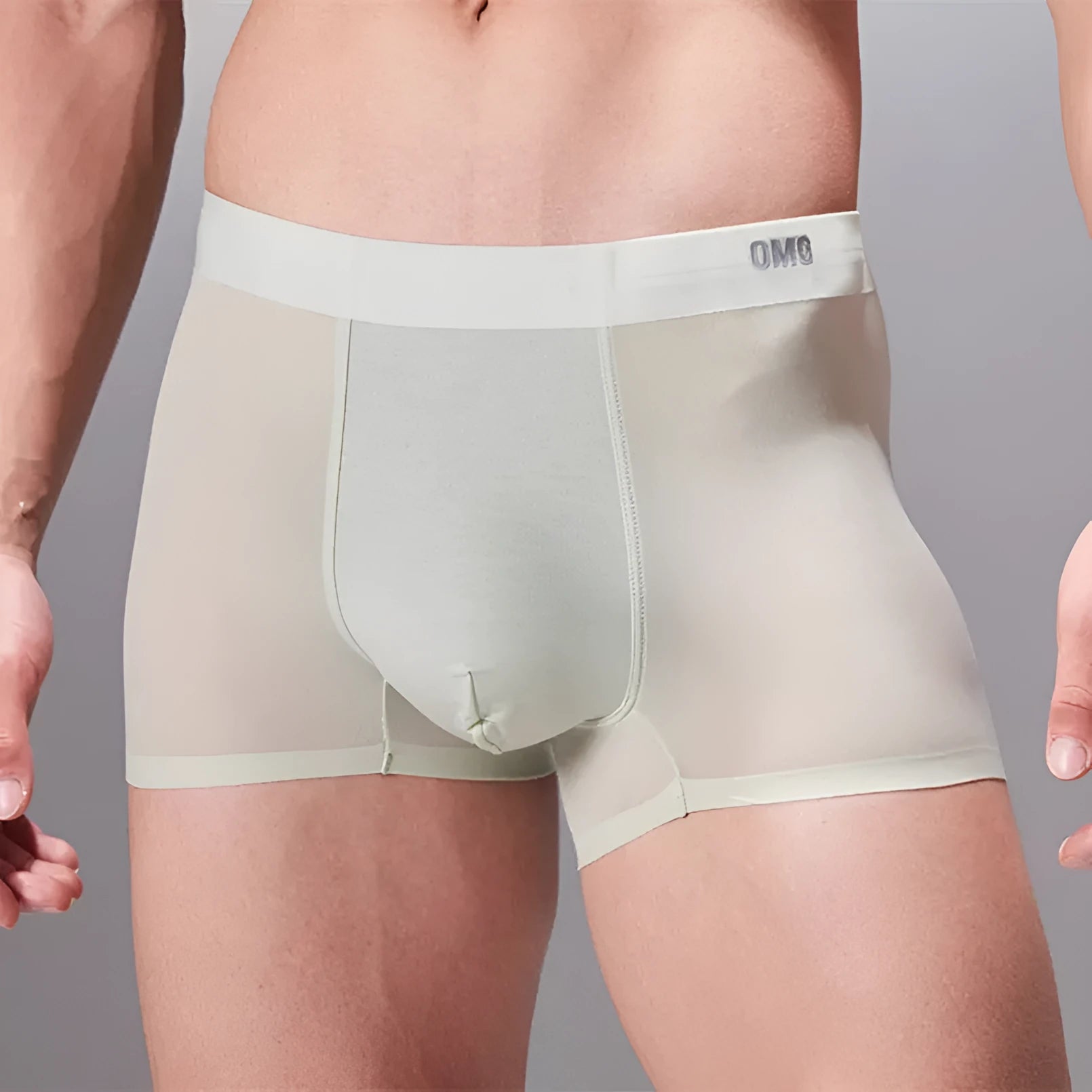 Lightweight seamless men's fitness underwear in black, shown flat, highlighting the antibacterial lining and stretch fabric.