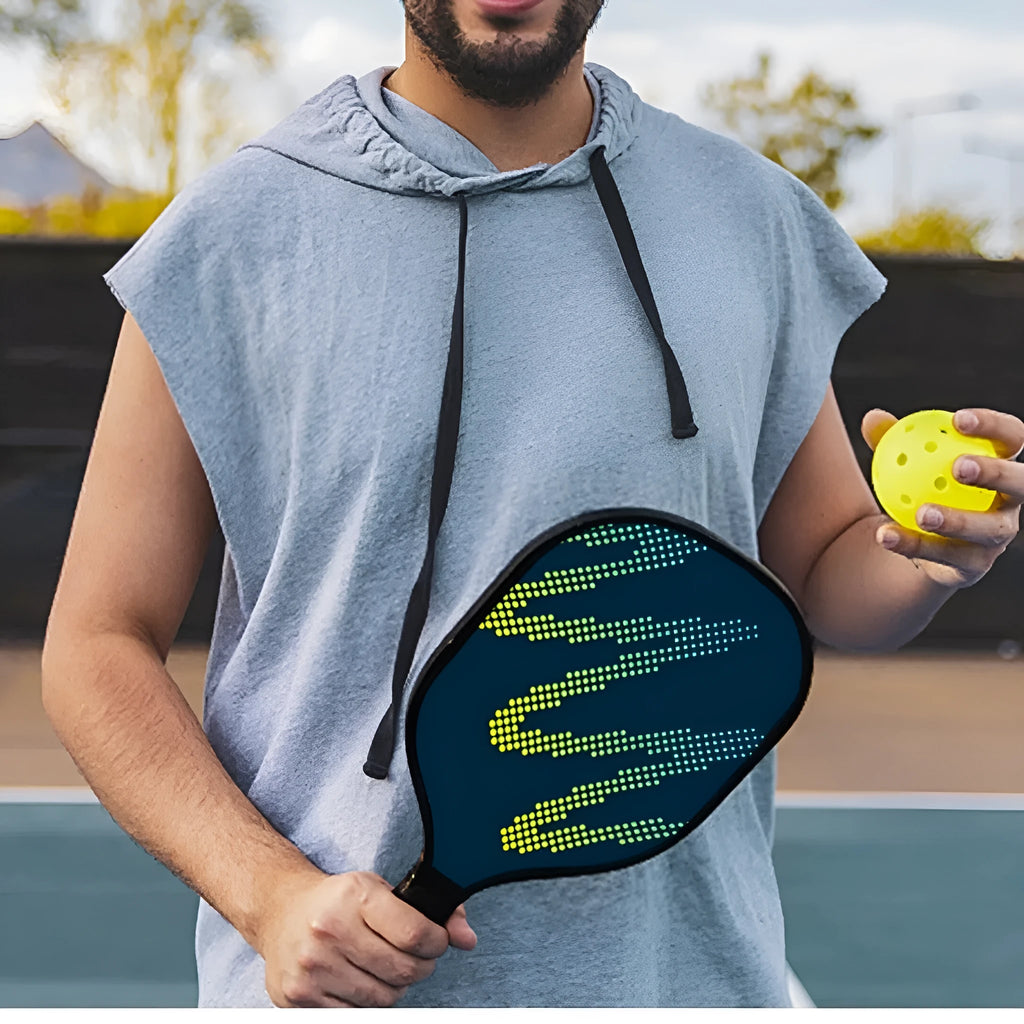 A single outdoor sports table tennis racket with a fibre glass construction.