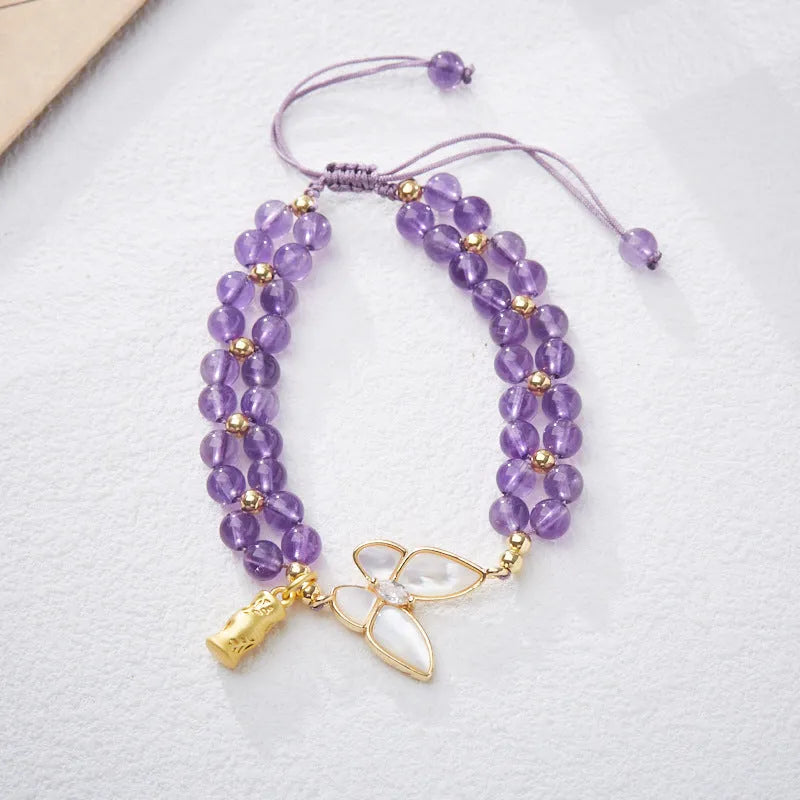Women's aquamarine butterfly woven bracelet with retro styling and 6mm width