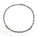 Purple amethyst round bead bracelet with geometric garnet accents, handmade stone jewellery