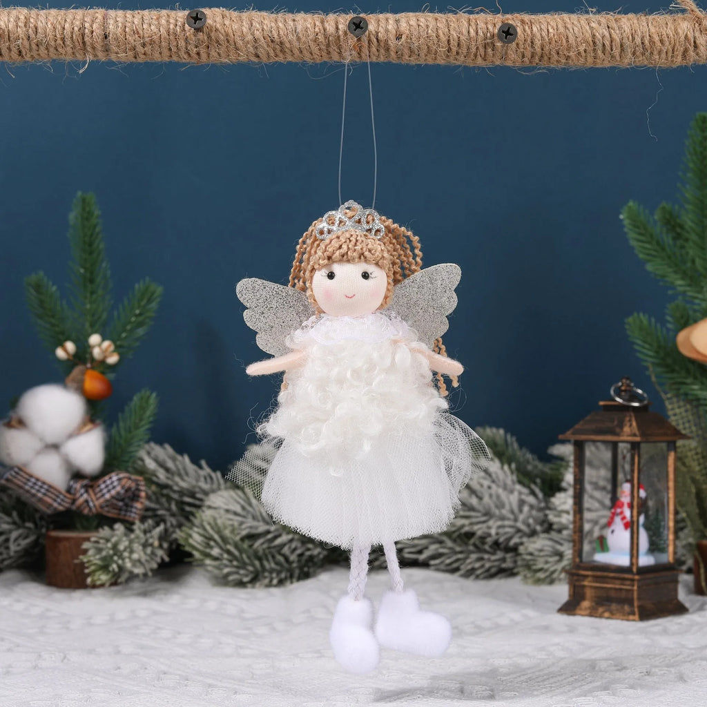 Christmas angel girl fabric pendant for high ponytail hair decoration in cartoon style