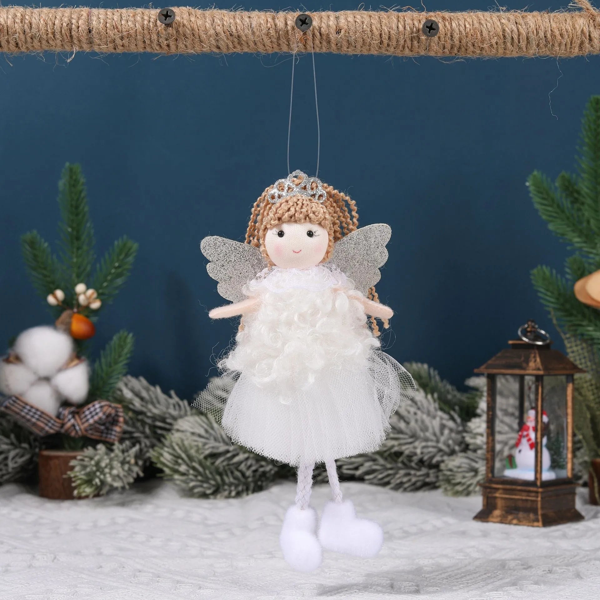 Christmas angel girl fabric pendant for high ponytail hair decoration in cartoon style
