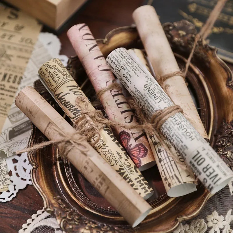 Retro classical letters paper decoration for diary and journal embellishment in vintage colours