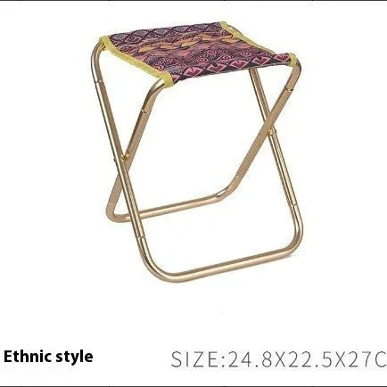 Black ethnic style aluminium alloy folding camping stool in open position