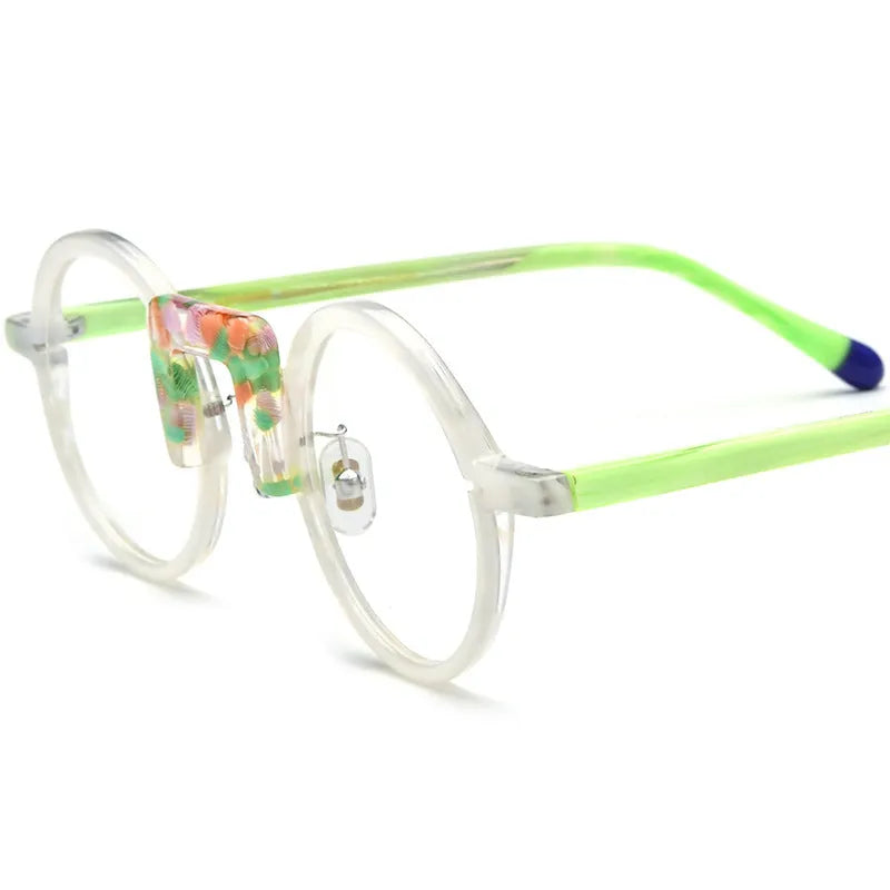 Multi-color round mixed material eyeglass frame unisex plate frame 44-28-148mm