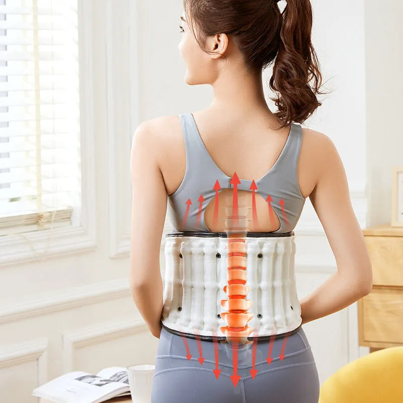 Automatic inflation lumbar disc waist supporter in PU material for back pain relief and rehabilitation