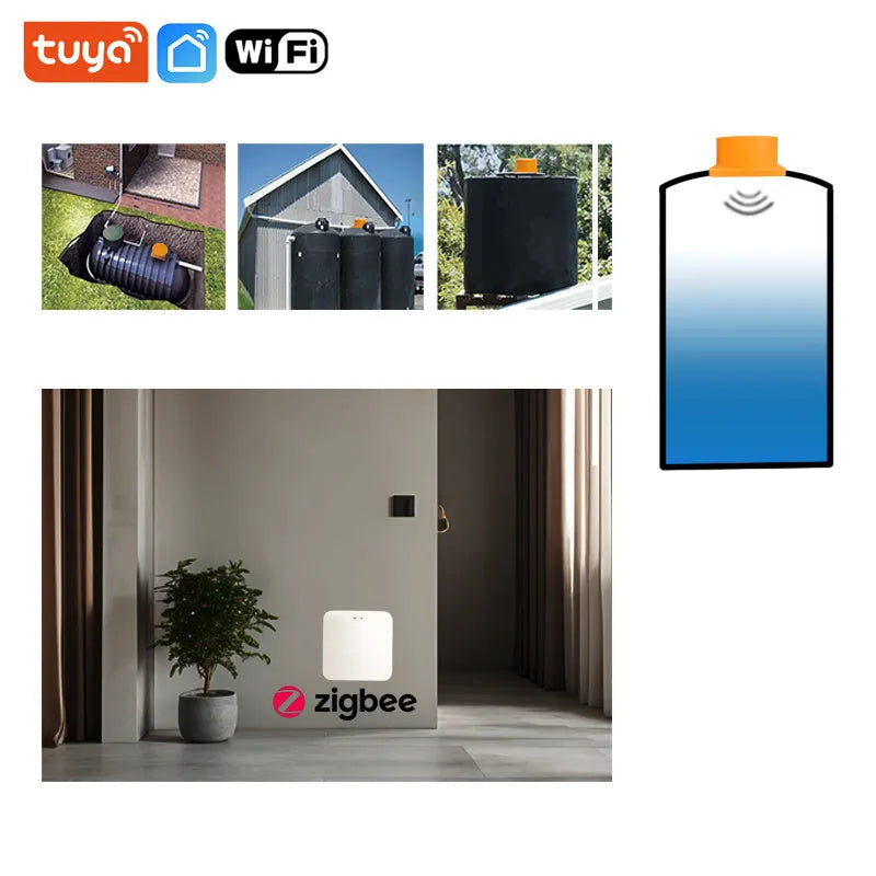 Moray ME201W wireless fluid level monitor sensor for water and oil tanks with Tuya SmartLife app integration