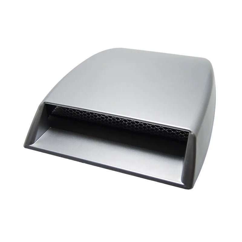 Black, white, and silver ABS plastic car decoration simulation air vent with tapered design.