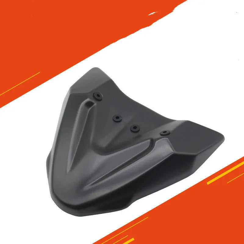 Black ABS fixed wind front wing motorcycle accessory for KTM Adventure models.