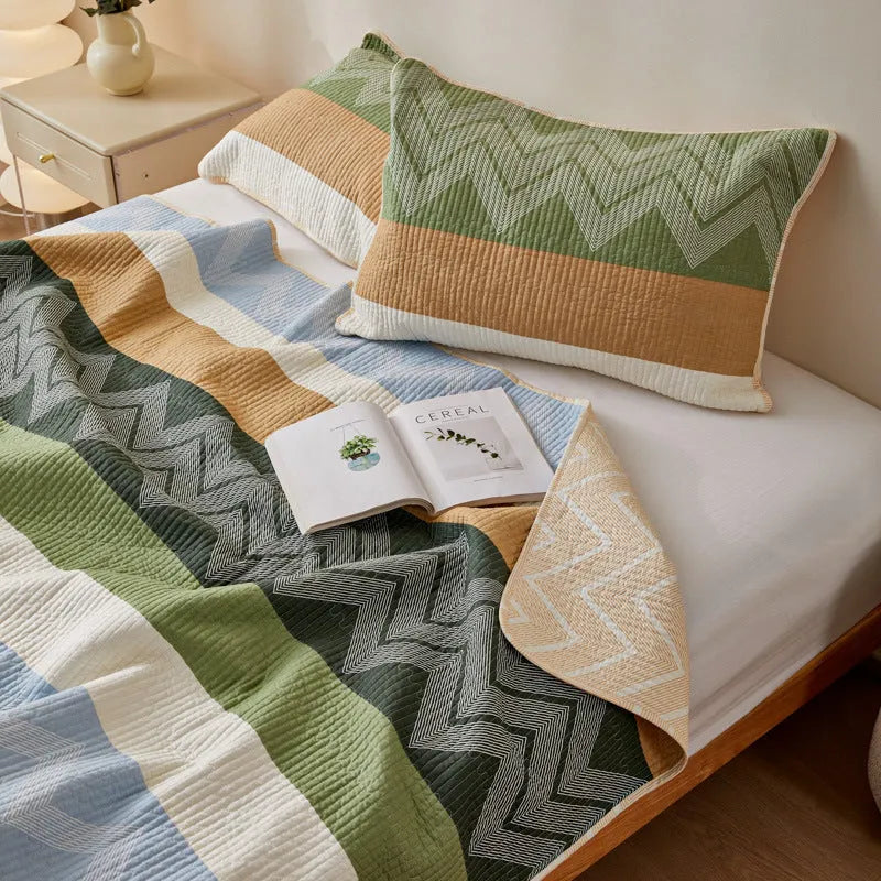 Pure cotton printed bed sheet three-piece set for 2.2 metre beds in modern simple style